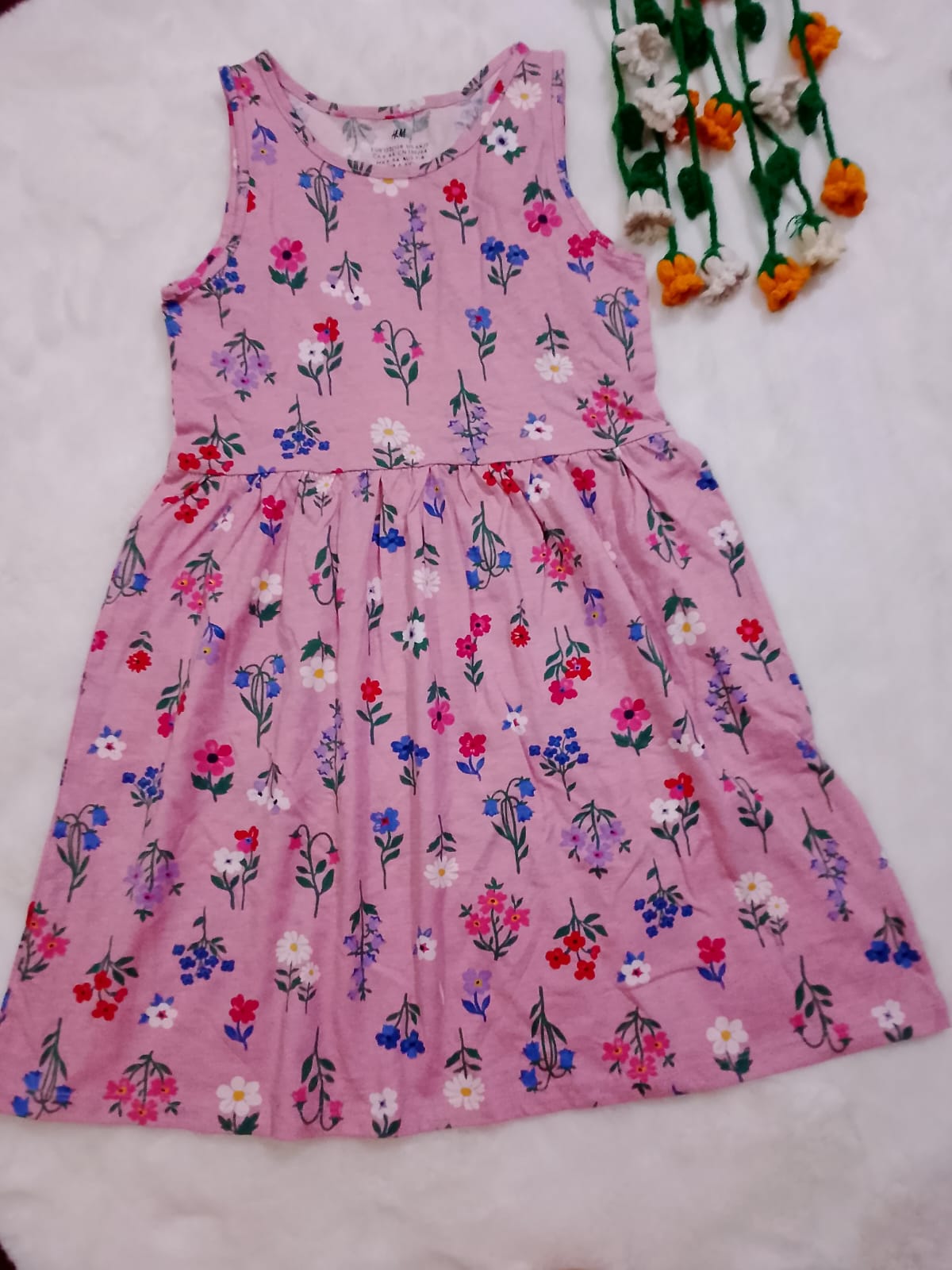 Coral Stripe A-Line Dress